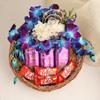 FlowerAura Premium Gift Hamper of Fresh Live 2 Carnation, 3 Blue Flowers & 7 Chocolates In Box Gift For Birthday | Anniversary | Love | Girlfriend's Day | Mothers Day Gift For Mom (Same Day Delivery) view 4