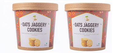 Fit Pro Healthy Lives Jaggery Oats Cookies  Healthy & Delicious Biscuits  Made with Pure Natural Jaggery & Whole Grain Oats  No Refined Sugar  Gluten Free - Perfect Snack  (250g Pack of 2)