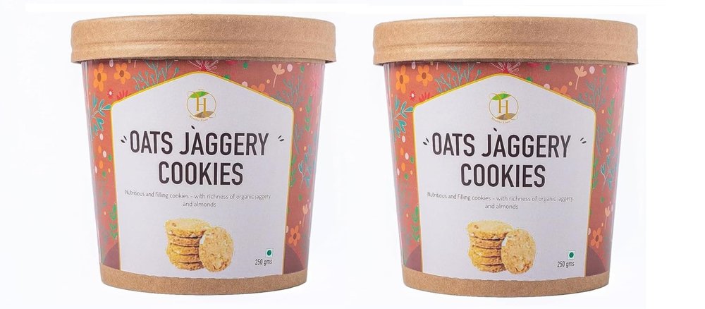 Fit Pro Healthy Lives Jaggery Oats Cookies  Healthy & Delicious Biscuits  Made with Pure Natural Jaggery & Whole Grain Oats  No Refined Sugar  Gluten Free - Perfect Snack  (250g Pack of 2)