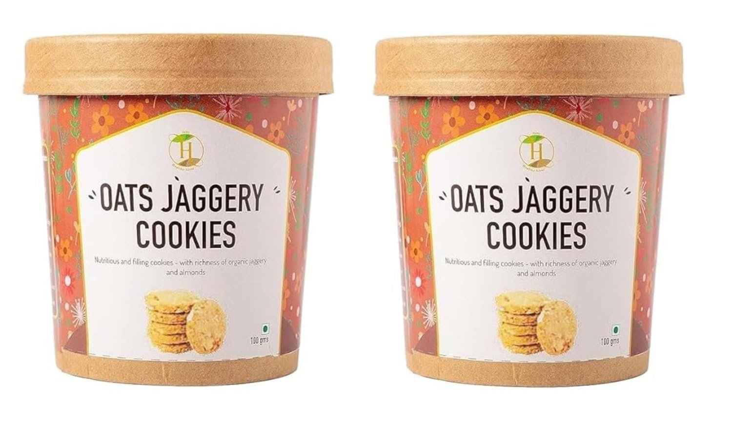 Fit Pro Healthy Lives Jaggery Oats Cookies  Healthy & Delicious Biscuits  Made with Pure Natural Jaggery & Whole Grain Oats  No Refined Sugar  Gluten Free - Perfect Snack  (100g Pack of 2)