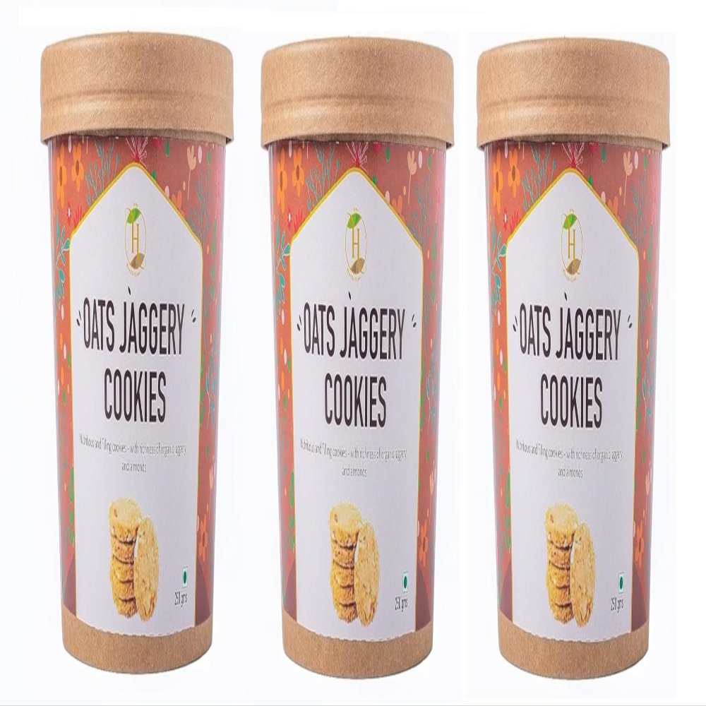 Fit Pro Healthy Lives Jaggery Oats Cookies  Healthy & Delicious Biscuits  Made with Pure Natural Jaggery & Whole Grain Oats  No Refined Sugar  Gluten Free - Perfect Snack  (250g Pack of 3)
