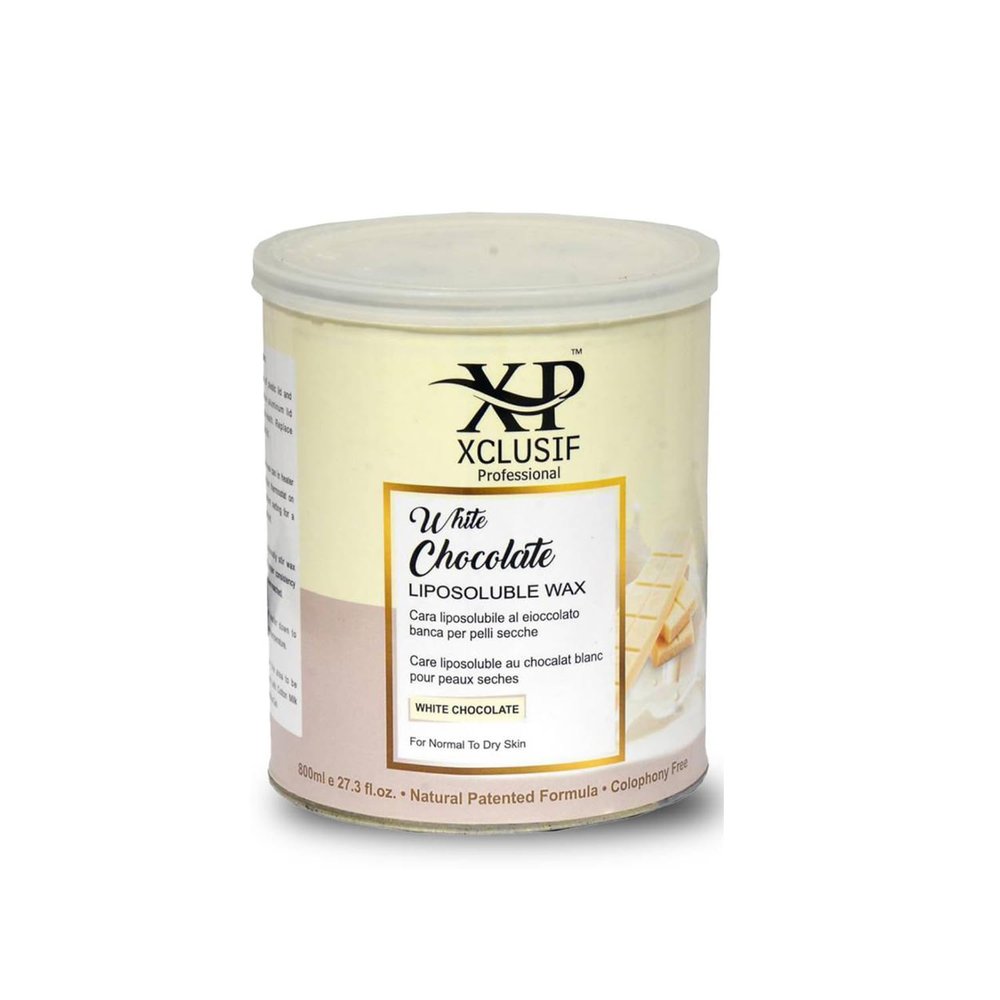 XCLUSIF Professional White Chocolate Liposoluble Painless Hair Removal Wax for Men & Women, Quick and Easy Tan and Dead Skin Removal, Suitable for Arms, Legs, Bikini, Underarms, Full Body, Sensitive Skin, 800ml