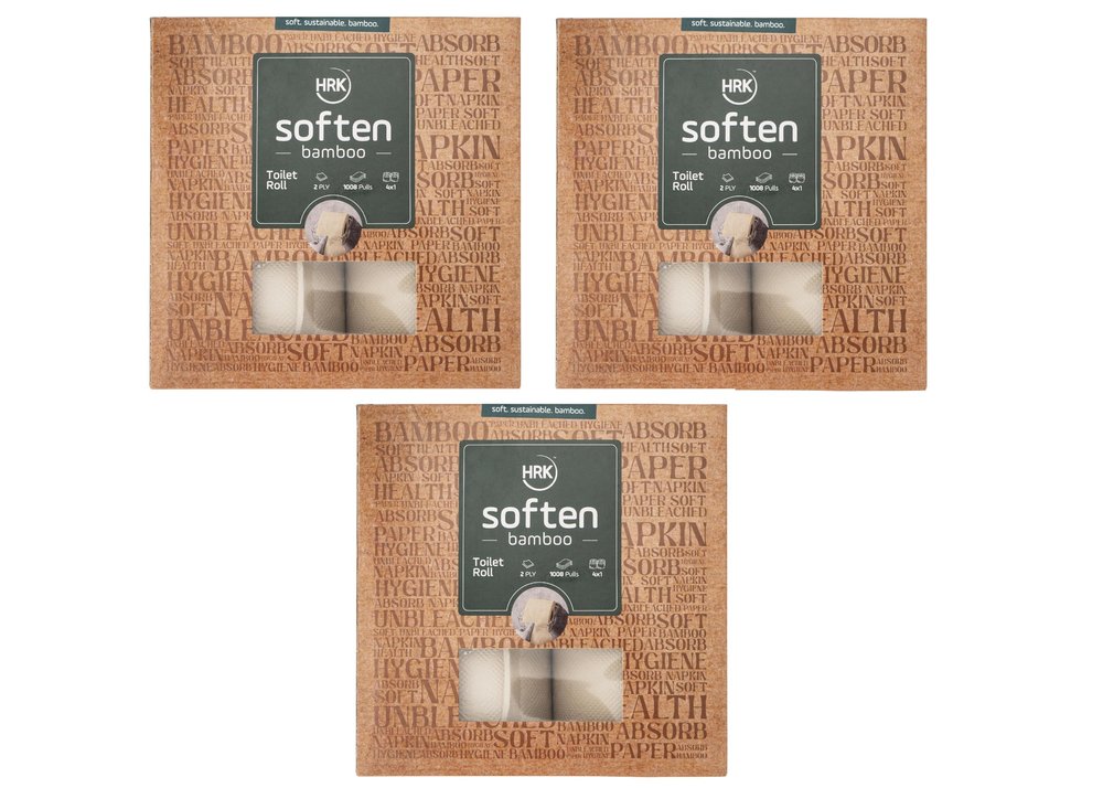 HRK Soften Bamboo Toilet Tissues Rolls 2Ply 252pulls X 12Rolls (Total 3024Pulls) Eco-Friendly, Natural | Soft & Highly Absorbant