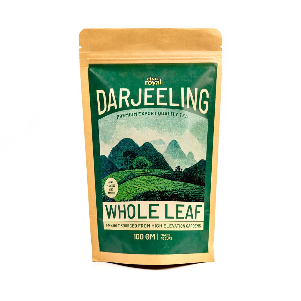 Civic Royal Darjeeling Tea - Black Orthodox- Whole Leaf- High Elevation - Export Quality Tea,100 gm Packet(PACK OF 2)