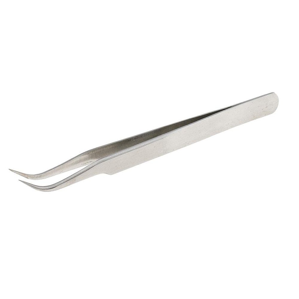Anti-Static Stainless Steel Eyelash Extension Tweezers False Eye Lash Applicator CURVED Nipper Clip Nail Art Application Tool