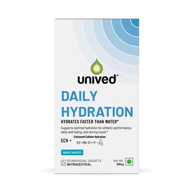 Unived Daily Hydration  Enhanced Cellular Hydration (ECH) with Electrolytes, Supports Athletic Performance, Daily Wellness, and Optimal Fluid Balance  Family-Friendly, (Box of 20, Bare Naked)
