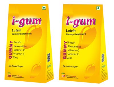 Aesthetic i-gum Lutein Supplement Gummies | Lutein and Zeaxanthin Supplement For Kids and Adults | No Added Sugar | Mango Flavour | Pack of 2