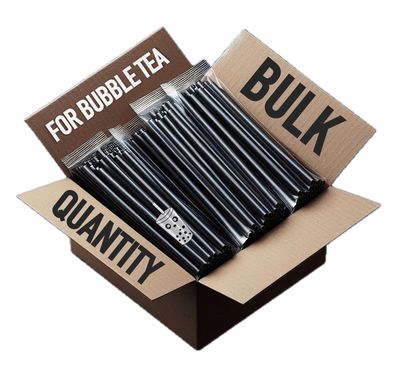 Bulk Quantity Biodegradable Paper Straws | 12MM Wide | 2000 Straws (1 Box) | Black | for Restaurants, Bars, Cafes and Cloud Kitchens (2000, Black 12MM Bubble Tea)