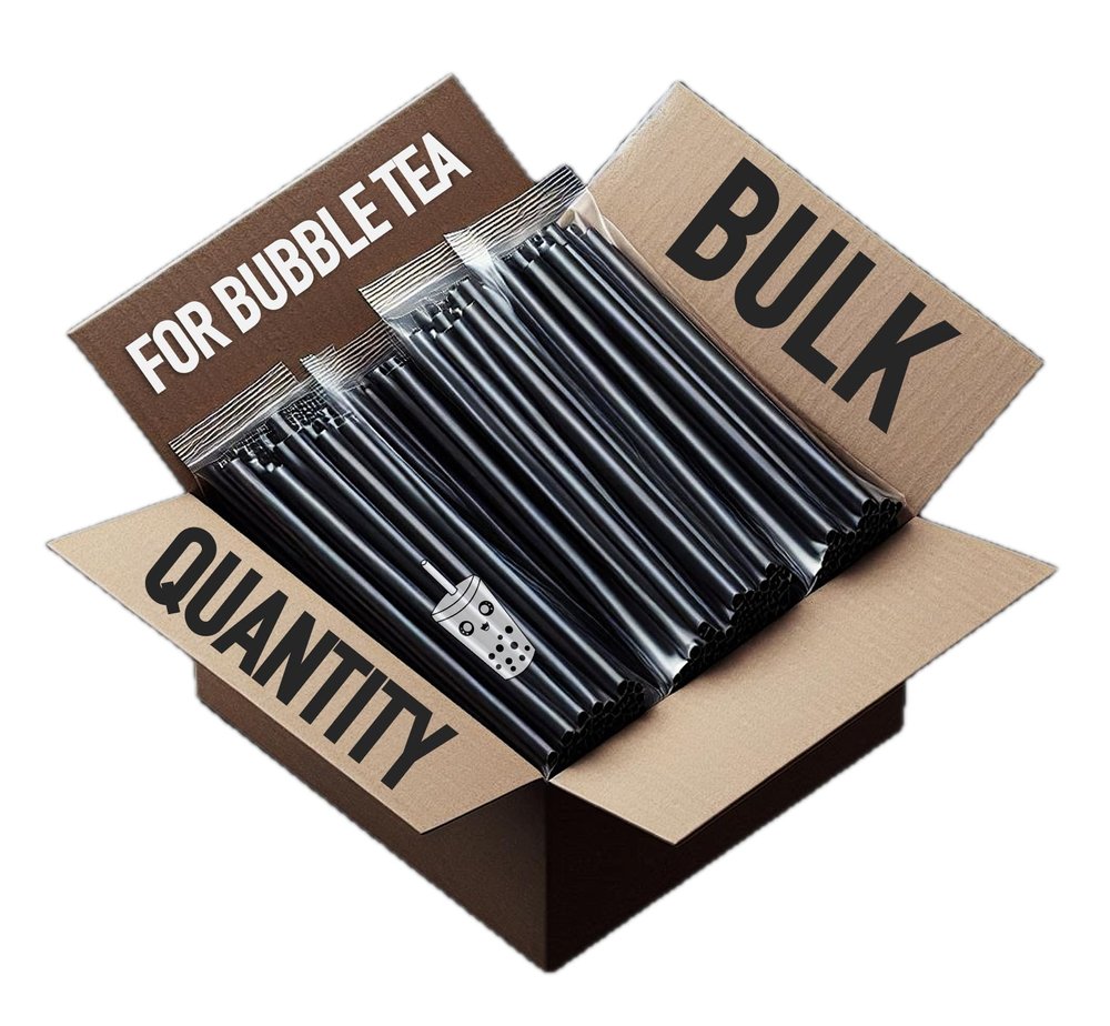 Bulk Quantity Biodegradable Paper Straws | 12MM Wide | 2000 Straws (1 Box) | Black | for Restaurants, Bars, Cafes and Cloud Kitchens (2000, Black 12MM Bubble Tea)