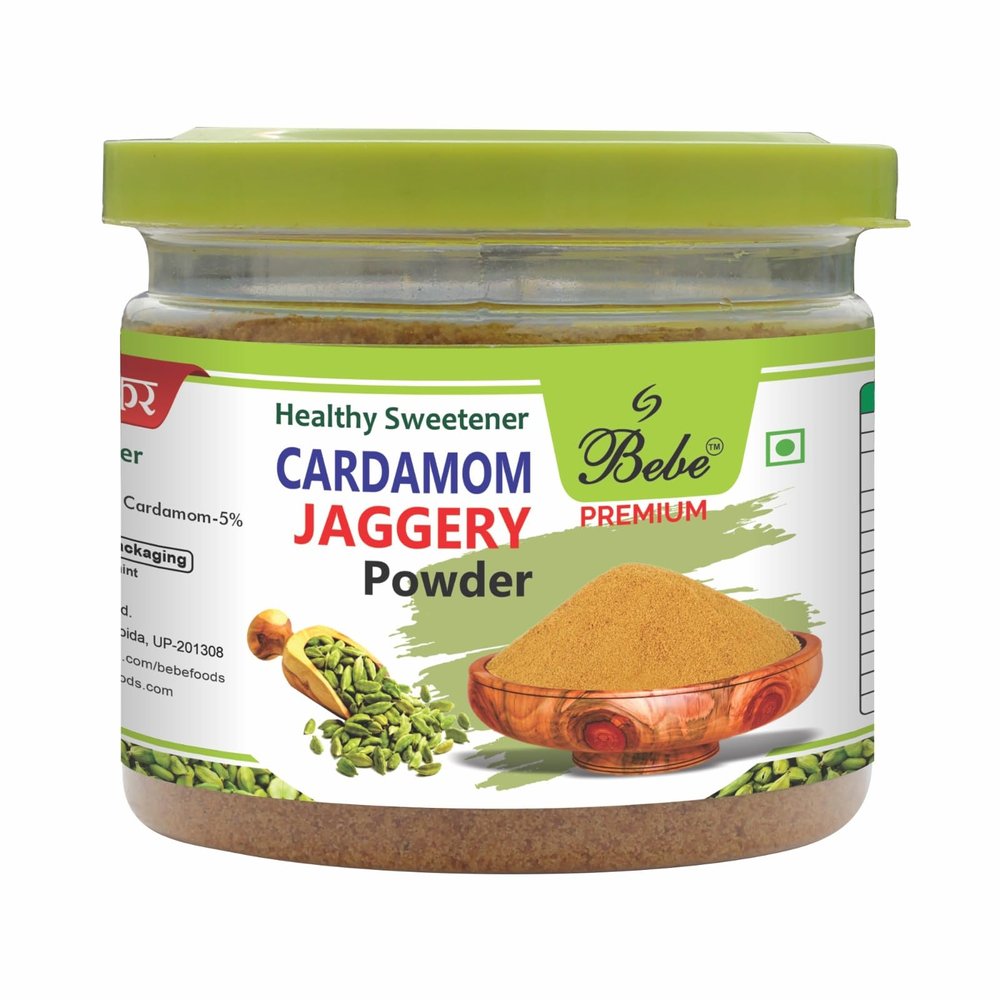 Bebe Cardamom jaggery powder- | No added sugar and sodium | Healthy Sweetener with Rich Flavor & Aromatic Spice  Ideal for beverages, Baking, & Cooking | 400g (Pack of 2)