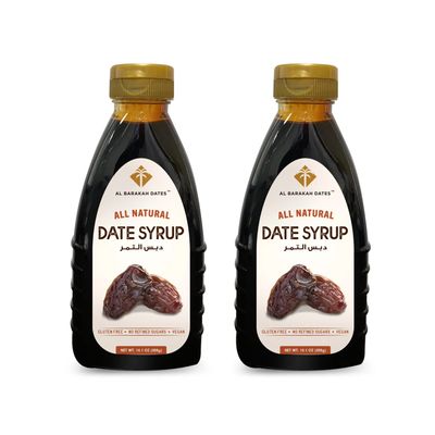 Al Barakah Dates Arabian Date Syrup 800 G|All Natural|No Added Sugar|No Preservatives|Vegan|Plant-Based|Non-Gmo|Khajur|Khajoor|Healthy Sweetener|Natural Sweetness|Nutrient-Rich 400 G Pack Of 2