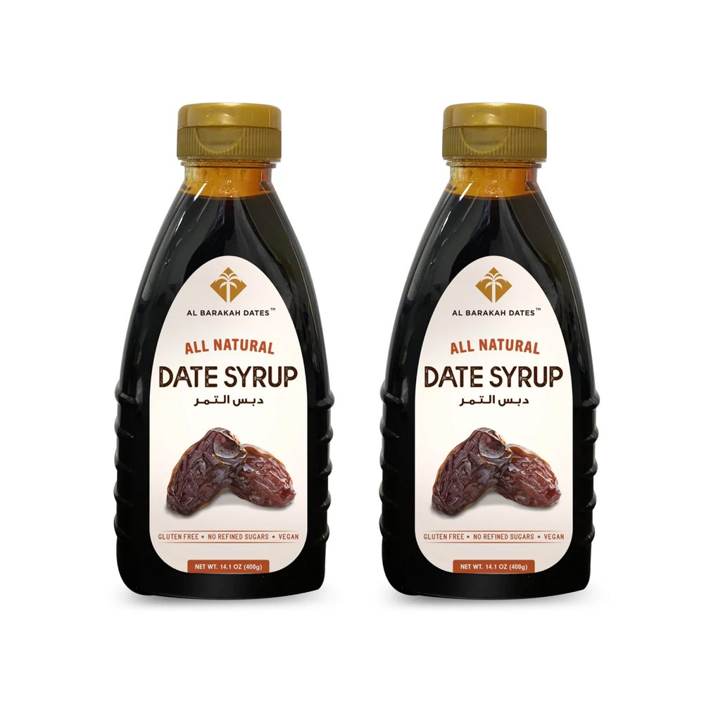 Al Barakah Dates Arabian Date Syrup 800 G|All Natural|No Added Sugar|No Preservatives|Vegan|Plant-Based|Non-Gmo|Khajur|Khajoor|Healthy Sweetener|Natural Sweetness|Nutrient-Rich 400 G Pack Of 2