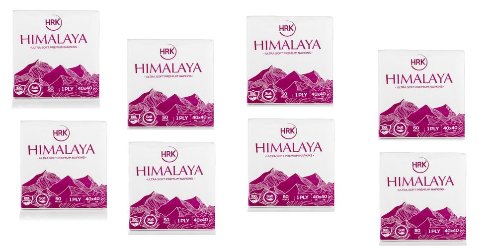 HRK Soften Himalaya 1 Ply Tissue Paper Napkins for Dining Table - Pack of 8 (50 Pulls Per Pack, 400 Sheets)