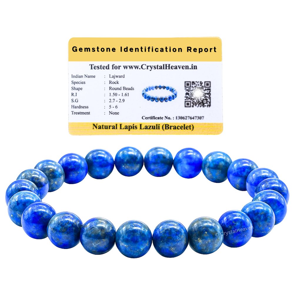 Certified Lapis Lazuli Bracelet for Women Men with Healing Crystal and Reiki Stone - Beautiful Gemstone Beaded Bracelet for Balance, Harmony & Positive Energy