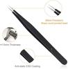 HUNCHA Tweezers for Ingrown Hair Removal, Surgical Grade Medical Tweezers with Sharp Needle Nose Point Tips Ideal Pointed Tweezers for Splinters Tick Removal, Black, Design 0, 00, 2A, 3C, 7, Pack of 5 view 2