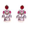 Silver Dome Pink Drop Jhumka (Ruby Red) view 1