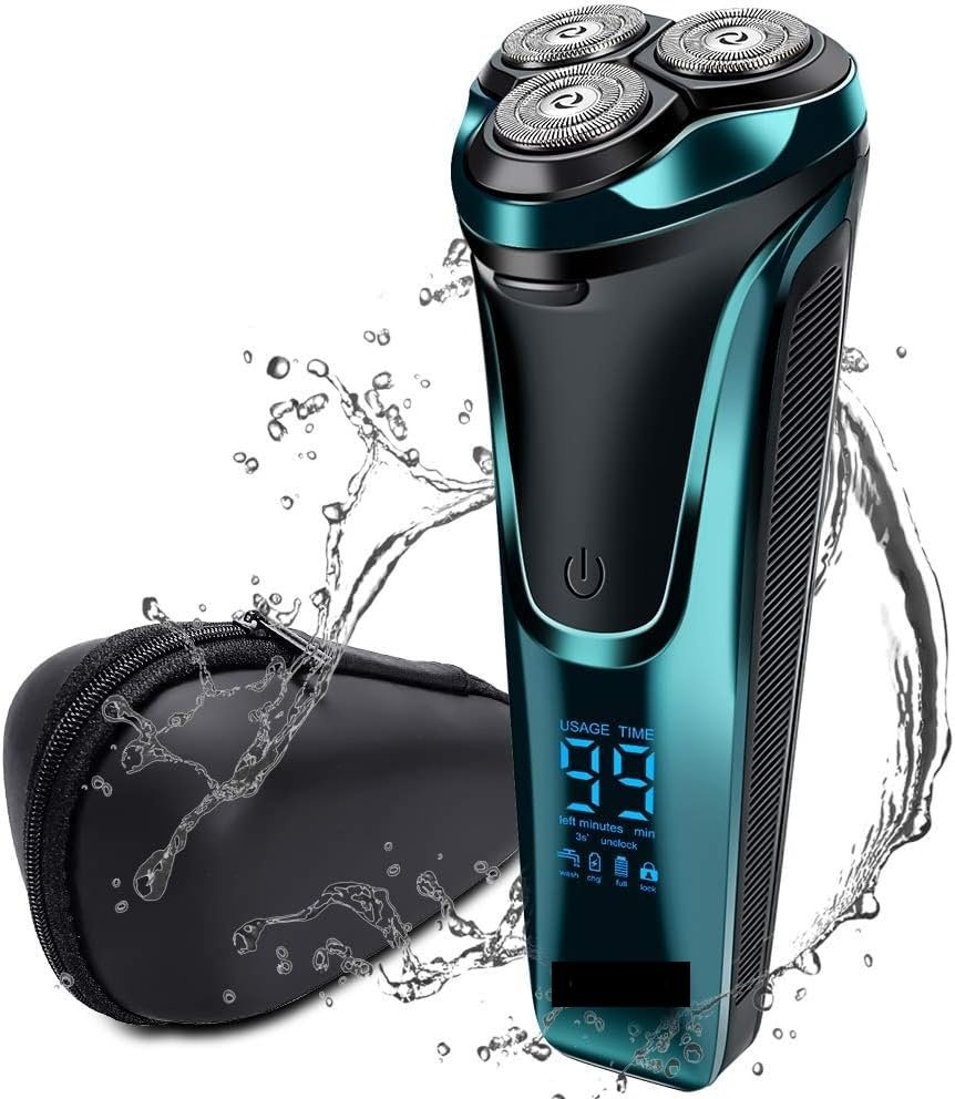 DINGNAI Daling Men's Electric Shaver, LCD Display, Cordless USB Chargeable, 4D Floating Head, Pop-Up Trimmer, Wet/Dry, Travel Lock, Multicolour