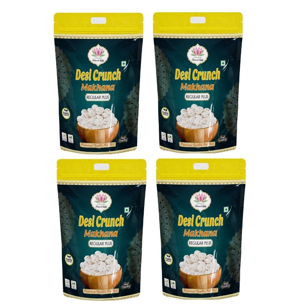 Desi Crunch Makhana Combo | Premium Lotus Seeds | Foxnuts - 250g x 4 (Regular Plus (250 gms x 4))