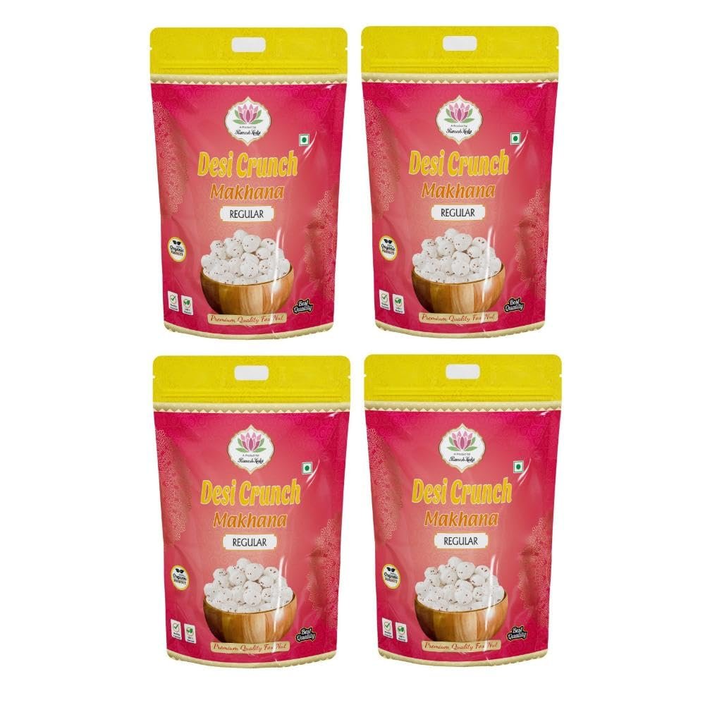 Desi Crunch Makhana Combo | Premium Lotus Seeds | Foxnuts - 250g x 4 (Regular (250 gms x 4))
