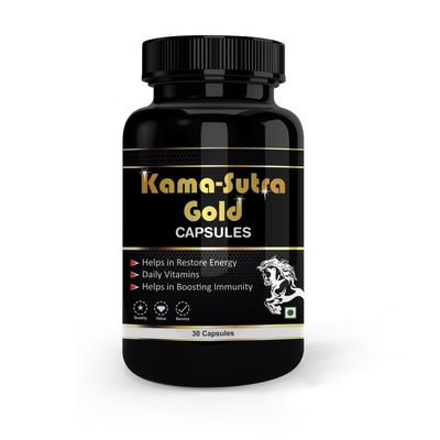 Kama-Sutra Gold Capsules - Ayurvedic Power Blend with Ashwagandha, Tribulus Terrestris & Kaunch Beej for Enhanced Energy and Immunity (30 Capsules)