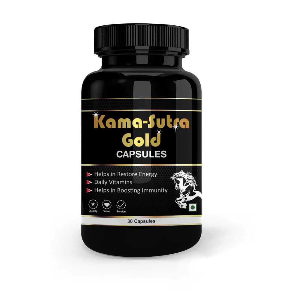 Kama-Sutra Gold Capsules - Ayurvedic Power Blend with Ashwagandha, Tribulus Terrestris & Kaunch Beej for Enhanced Energy and Immunity (30 Capsules)