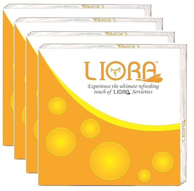 Liora 2 Ply Tissue Paper Napkin for Dining Table, Kitchen, Office, Caf, Pain White Napkin Paper Tissue Skin friendly, Paper tissue 40 x 40 cm - Pack of 4 (50 Pulls Per Pack, 200 Sheets)