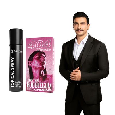 Bold Care EXTEND Non-Transferable Spray for Men (Pack of 1) - 50 ml + Bold Care 404 Super Ultra Thin Bubblegum Flavored Condoms For Men - 10 Count (Pack of 1)