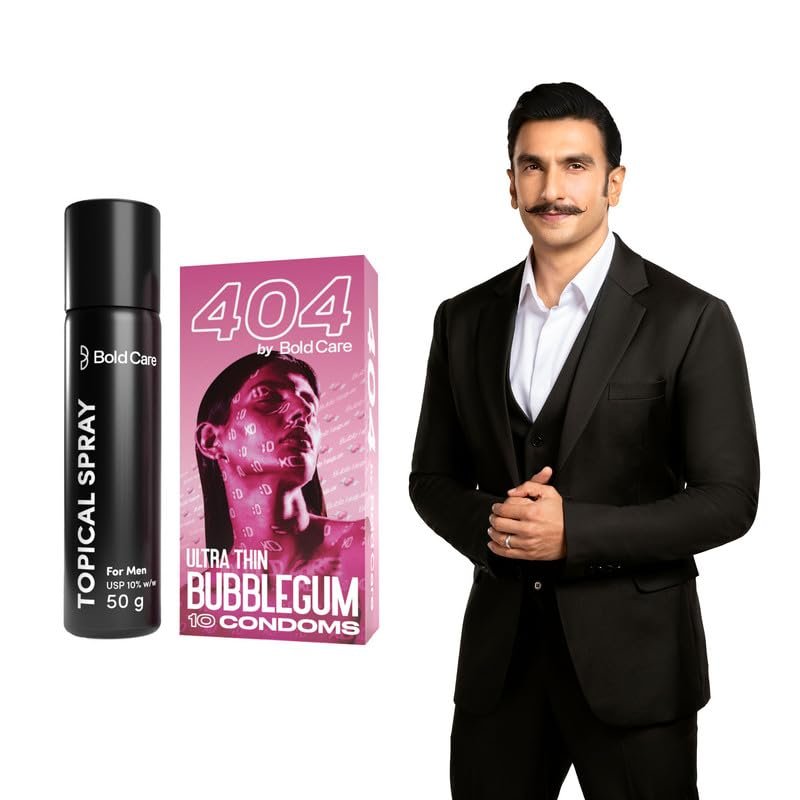 Bold Care EXTEND Non-Transferable Spray for Men (Pack of 1) - 50 ml + Bold Care 404 Super Ultra Thin Bubblegum Flavored Condoms For Men - 10 Count (Pack of 1)
