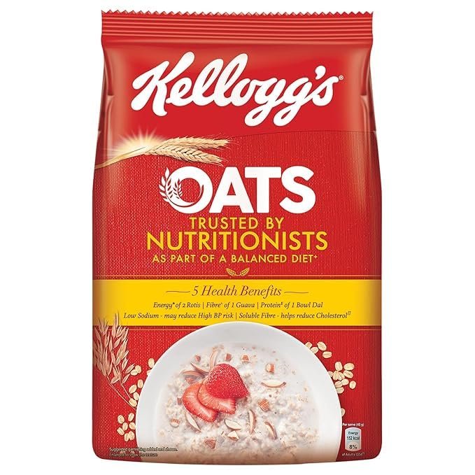 Truecart Kellogg's Oats, Rolled Oats, High in Protein and Fibre, Low in Sodium, 900gram/990gram Pack