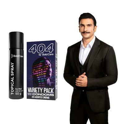 Bold Care EXTEND Non-Transferable Spray for Men (Pack of 1) - 50 ml + Bold Care 404 Variety Pack with 2 x 5 Assorted Condoms in each pack - 10 Units (Pack of 1)