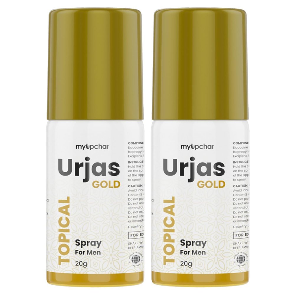 myUpchar Urjas Topical Spray Gold For Men | Non-Transferable & | Non Alcoholic | Strawberry Flavor With No Side Effect | 20 gm
