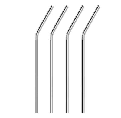 HUNCHA Metal Straws Stainless Steel Straws 10.5" Drinking Straws Reusable, Perfect for Cocktail, for Yeti, Trail, Tumblers, Bars, moothies, Milkshakes, Juice, Tea (4 Bend Straw)