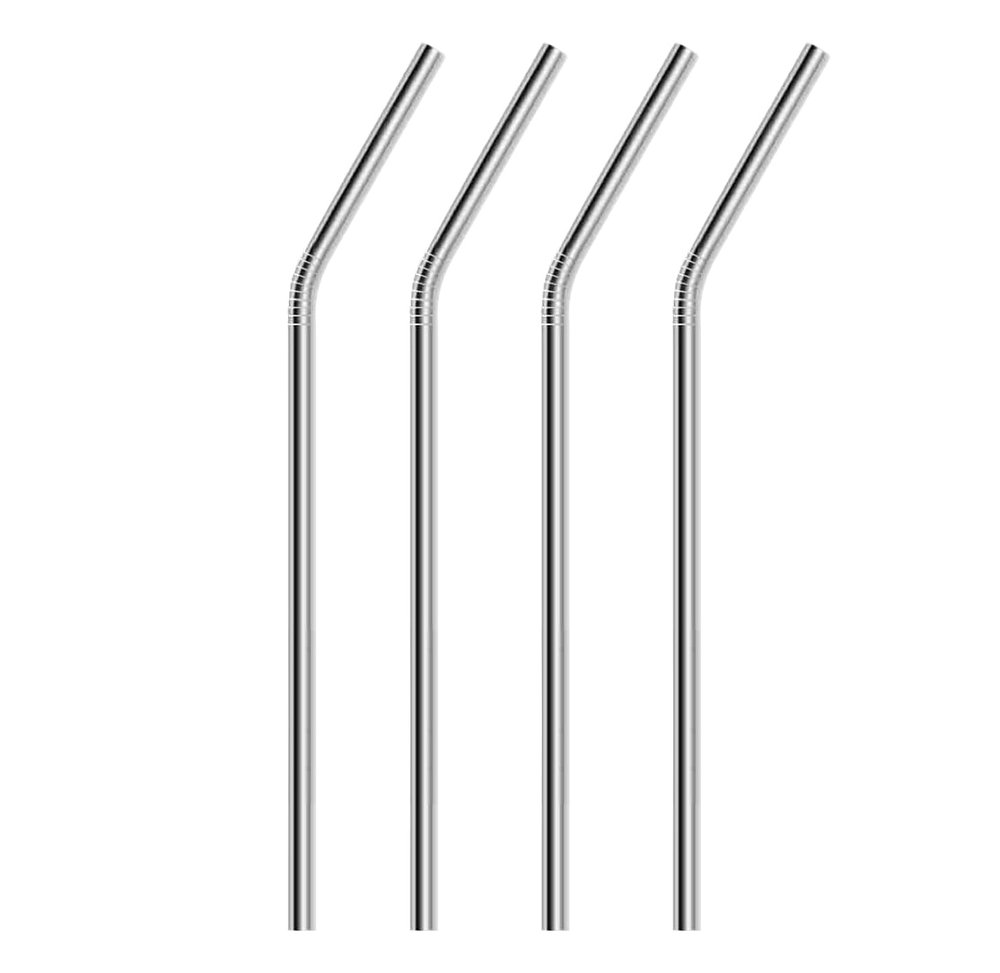 HUNCHA Metal Straws Stainless Steel Straws 10.5" Drinking Straws Reusable, Perfect for Cocktail, for Yeti, Trail, Tumblers, Bars, moothies, Milkshakes, Juice, Tea (4 Bend Straw)