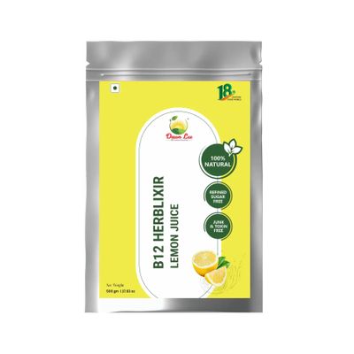 Dawn Lee B12 Lemon Juice Premix Powder - 500gm | Use of Spray dried Lemon Powder (Maltodextrin), Black Salt, Desi Khand | Known to boost B12 levels