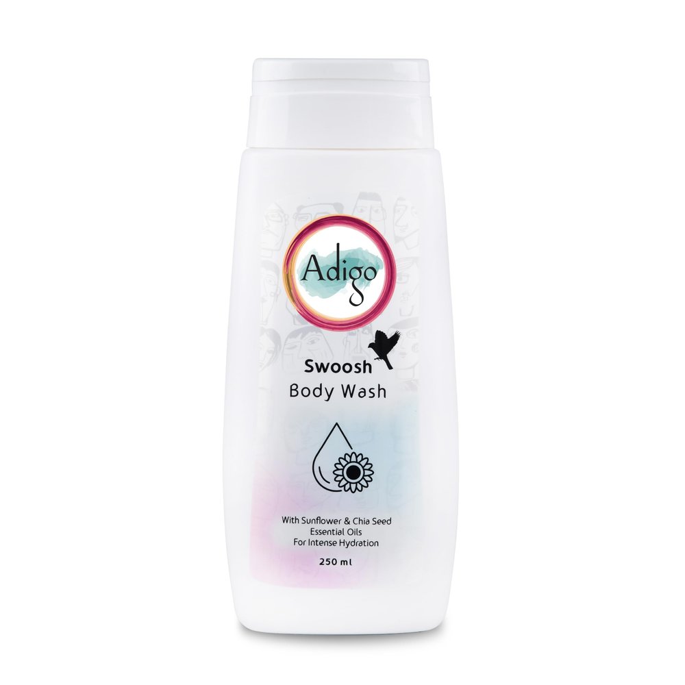 Adigo Swoosh Body Wash | Sunflower & Chia Seed Essential Oils | Paraben & SLS Free | Intense Hydration | Men & Women | 250 ml