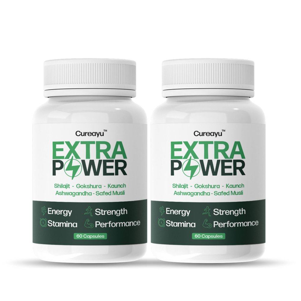 Cureayu Extra Power Capsules | Ayurvedic Stamina Booster With Shilajit, Ashwagandha, Safed Musli, Kaunch & More | Natural Vitality & Endurance Support | 120 capsules