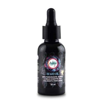 Adigo Beard Oil | With Pomegranate, Almond & Argan Essential Oils For Growth Stimulation | 50 ml