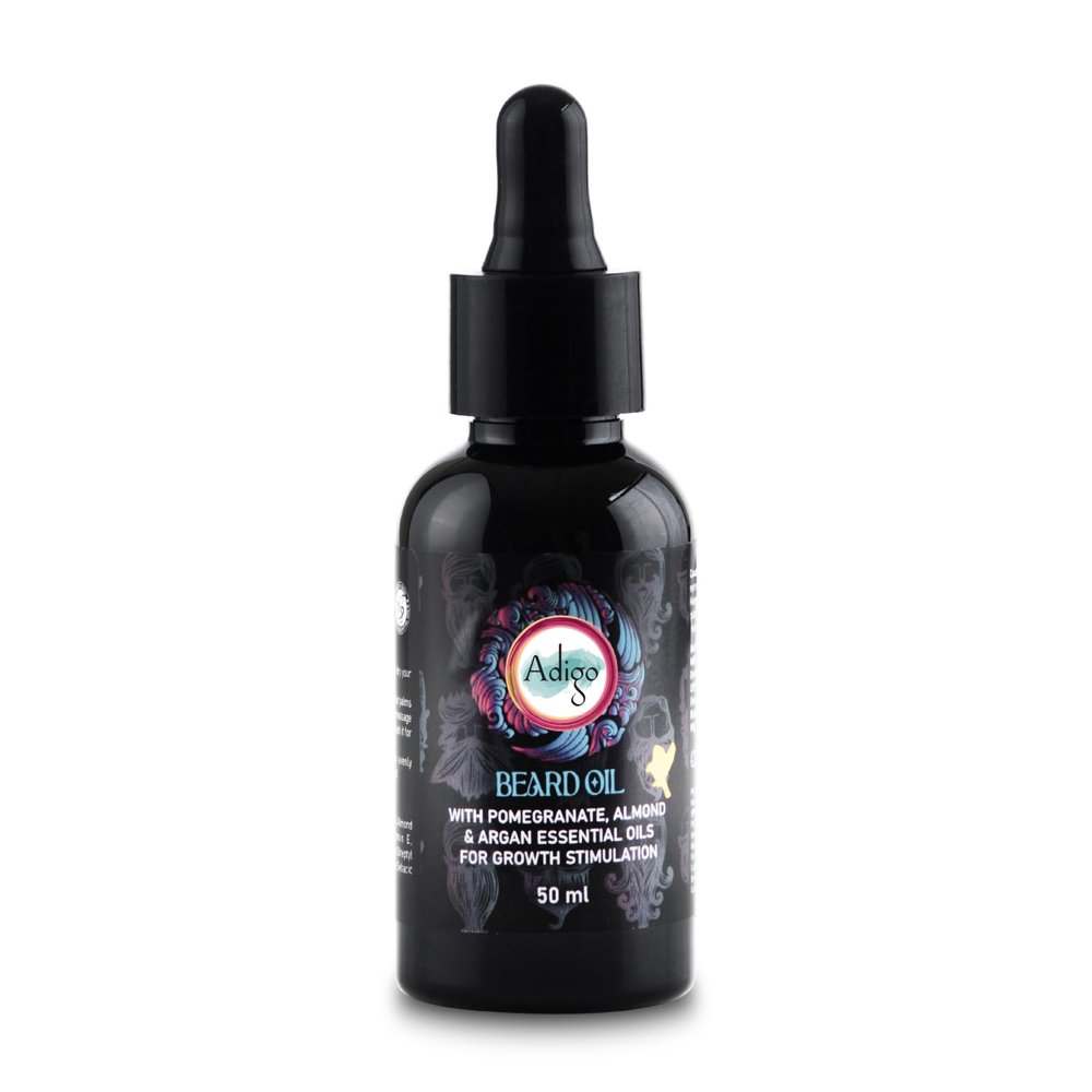 Adigo Beard Oil | With Pomegranate, Almond & Argan Essential Oils For Growth Stimulation | 50 ml