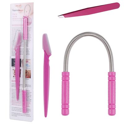 HUNCHA 1 Facial Hair Remover Spring for Women Face Chin Cheek Eyebrow Mustache Upper Lip Hair Remover Spring Epilator Threading Tool, Including 1 Facial Hair Epilator Beauty Tweezer, Random Color