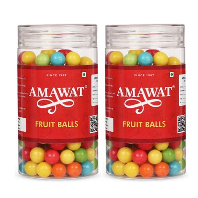 AMAWAT Fruit Balls Candy (300 gm; Pack of 2) | Multicolor Khatti Mithi Digestive Goli Sugar Pearls | Mini Ball Fruit Flavor Candy Mukhwas