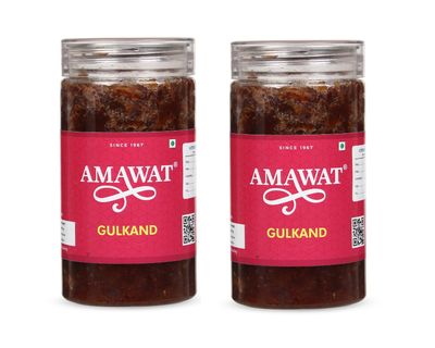 AMAWAT Gulkand Traditional Mukhwas/Rose Petal jam (400 gm; Pack of 2) | Sweet Mukhwas | Tasty Gulkand Jar Pack