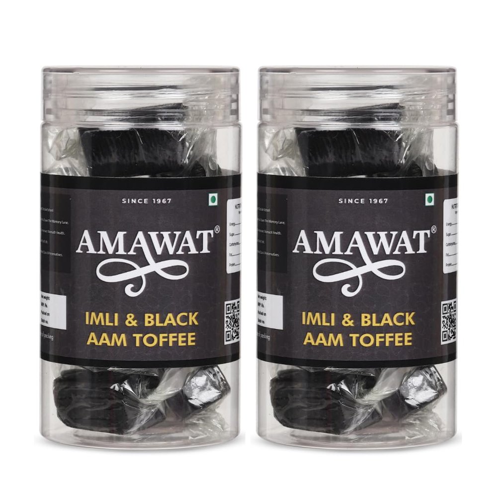AMAWAT Imli & Black Aam Papad Toffee (200gm; Pack of 2)| Tamarind Khatti Meethi Toffee | Black Aam Papad Candy |Tasty Fruit Candy Jelly For Kids And Your Family
