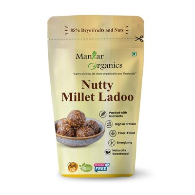 ManHar Organics Millet Nutty Ladoo 150g - Healthy, Guilt-Free Snack | Made with Dry Fruits & Jaggery, No Added Sugar | Rich in Fiber & Nutrients | Energy Booster | Keto-Friendly | Gluten-Free