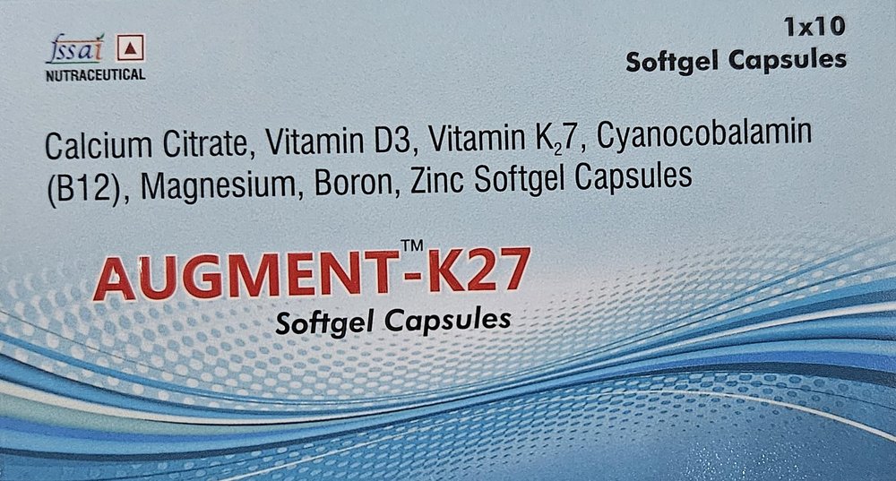 Augment-K27 Softgel Capsules enriched with Calcium Citrate, Vitamin K27(55mcg), Vit.B12, Vit.D3, Magnesium, Zinc & Boron for Bones, Muscles,Joints and overall well-being(Pack of 60 Capsules)