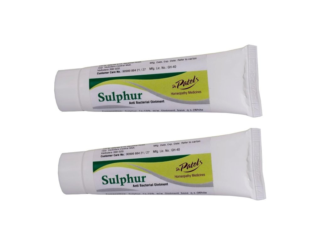 Dr Patel's 25g Homeopathic Sulphur Ointment | Ointment for Dark Spot, Acne Marks, and Tan Removal | Multipurpose Cream | - (Pack of 2)