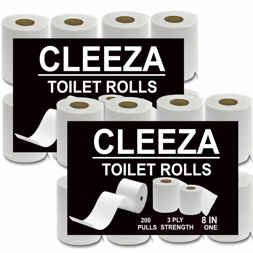 CLEEZA 3 Ply Disposable Toilet Paper Roll Pack of 16 (200 Pulls Each) 3200 Sheets Paper (Toilet Paper & Roll/Tissue Roll) - 9.8 x 10 cm Pack of 16 Toilet Tissue Paper Rolls (16 x 200) Pulls (3200)