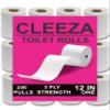 CLEEZA Premium Toilet Paper Roll 3 Ply Pack of 12 (200 Pulls Each) 2400 Sheets Paper (Toilet Paper/Toilet Roll/Tissue Roll) - 9.8 x 13.5 cm Pack of 12 Toilet Tissue Paper Rolls (12x 200) Pulls (2400) view 1