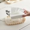 BIRZAR Cream Tissue Box, Creamy Tissue Box Bag Shape Paper Holder | Tissue Holder with Inner Spring, Hollow Bottom High Capacity Household Gadgets for Hostel, Toilet, Home (Pack of 1) view 4