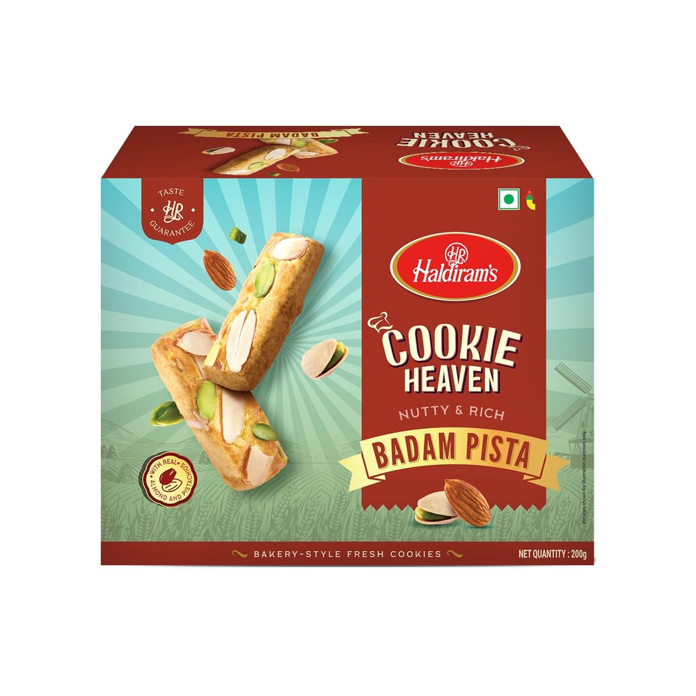 Haldiram's Cookie Heaven: Badam Pista Cookies (Pack Of 6-200g Each)