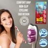 ALAZCO 4pc Adult Medium Bristles Toothbrush with Caps Comfort Hold Deep Clean Cheek & Tongue Cleaner Round Circular with Caps Travel TSA Approved Cyclone Style view 2